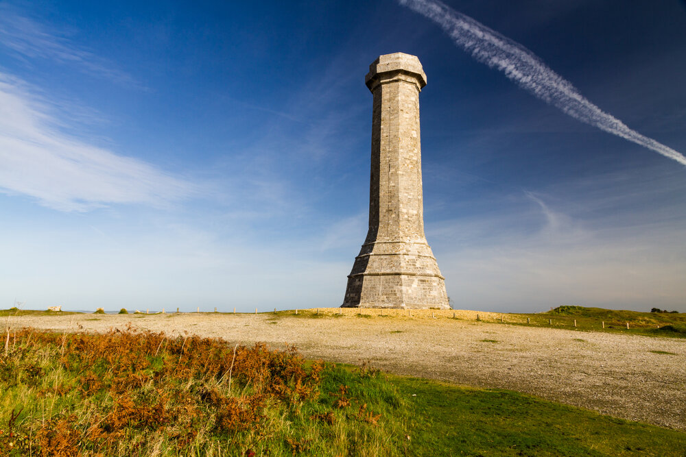 Hardys Monument in Dorset photographed on a sunny day.