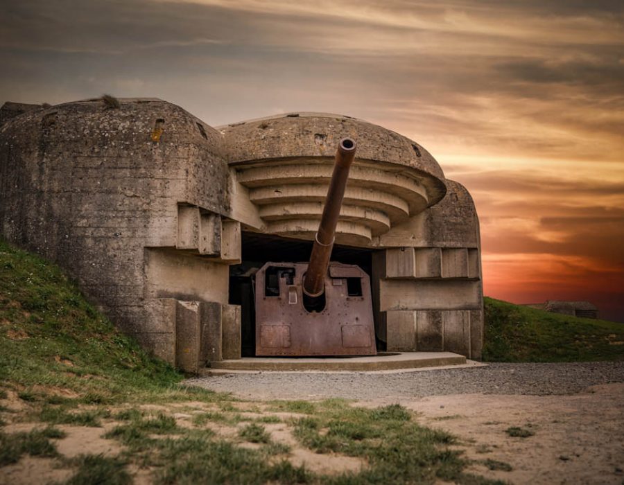 Taken at the end of a long day on the Atlantic coast in France these gun turrets were used during World War 2 to defend against ship firing shells up to two miles.